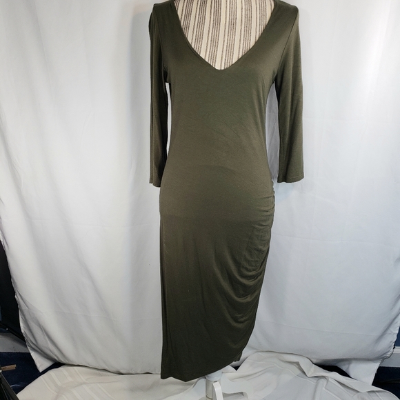 CTC Come Together California Dresses & Skirts - CTC Come Together California Olive Low Cut Long Sleeve Dress Size Large